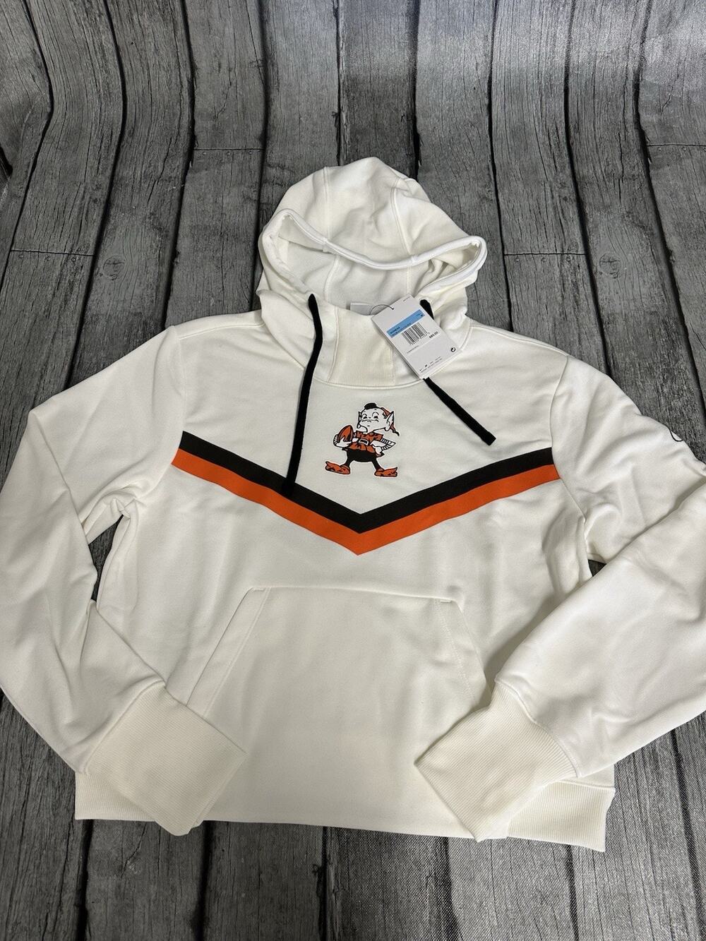 NWT Women's Nike Cleveland Browns Cream Historic Hoodie Medium Brownie Elf MD